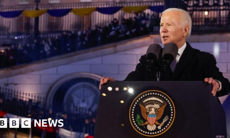 Biden hails 'rock solid' Nato as Putin blames West for Russia's war