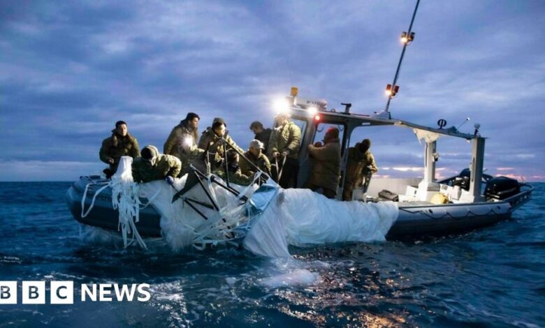 China spy balloon: US Navy releases photos of debris