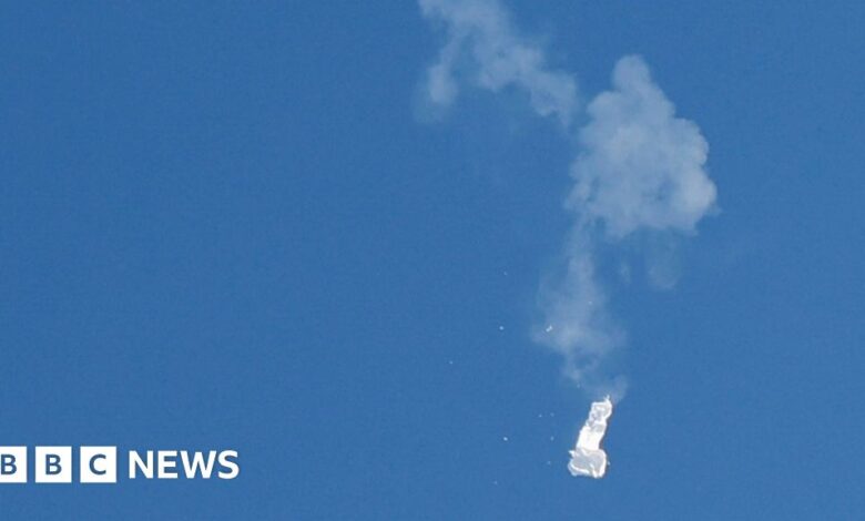 Video appears to show China 'spy' balloon being shot down