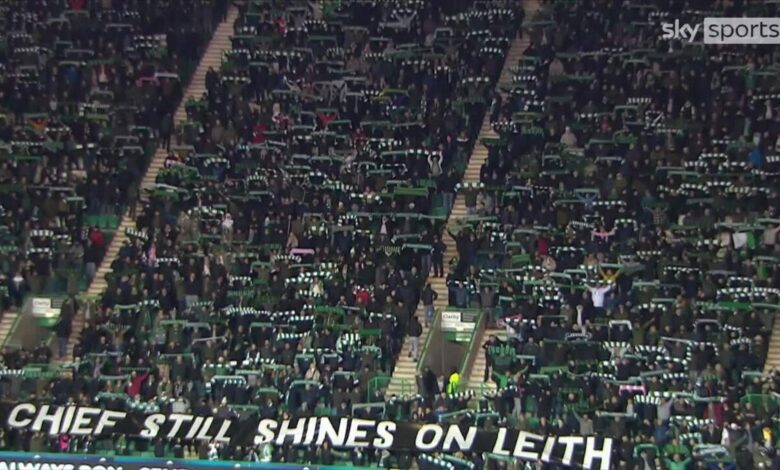 Hibs fans' emotional rendition of 'Sunshine on Leith' for former chairman