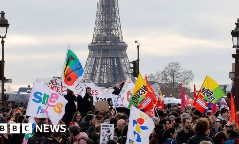 Protests in Paris as Macron pushes through pension reform in France