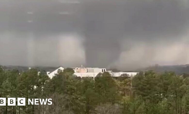 Tornado caught on camera moving across Little Rock, Arkansas