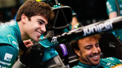 Lawrence Stroll (L) and Fernando Alonso are working well together as Aston Martin team-mates