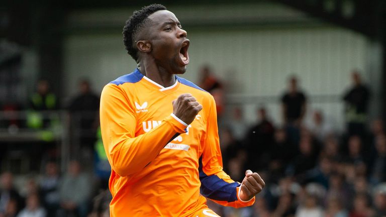 Fashion Sakala celebrates after doubling Rangers' lead at St Mirren